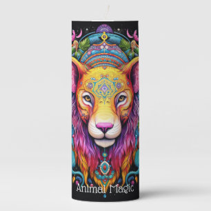 Create Your Own Colorful Tribal Puma Totem Animal Pillar Candle