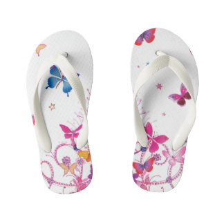 Create Your Own Colorful Water colors butteries Kid's Flip Flops