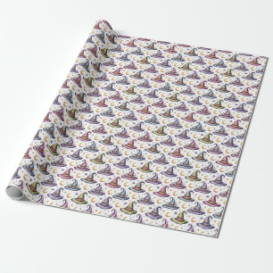 Create Your Own Colorful Witch Hats Celestial Wrapping Paper