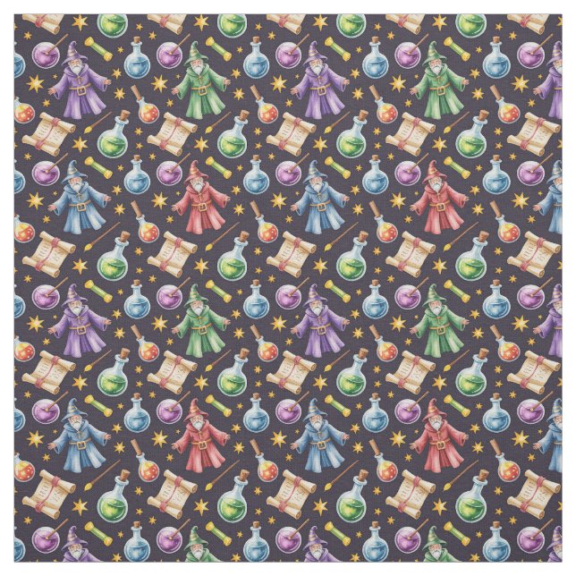Create Your Own Colorful Wizard Potions Scrolls Fabric (Swatch)