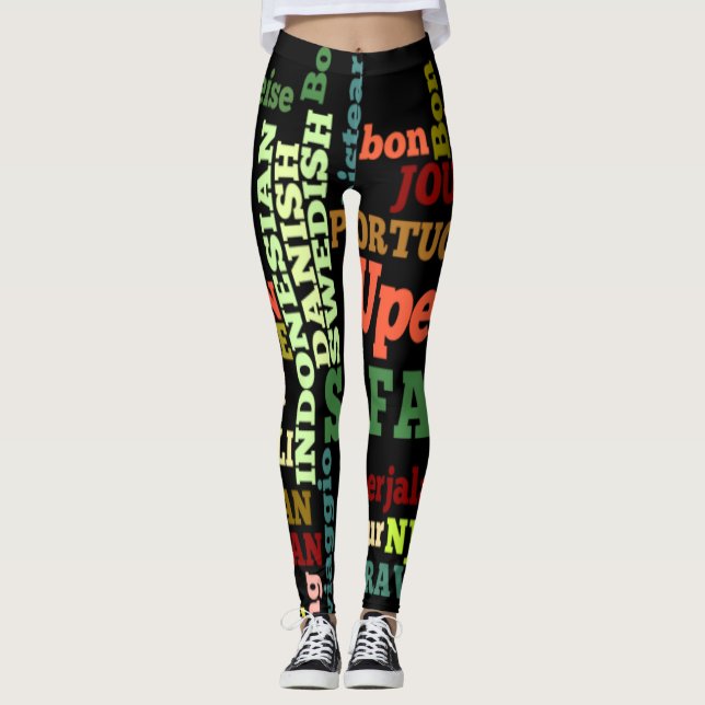 Create your own Colorful World National Languages Leggings (Front)