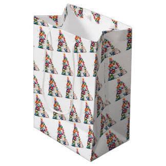 Create Your Own Colorful Xmas Tree & Cats Medium Gift Bag