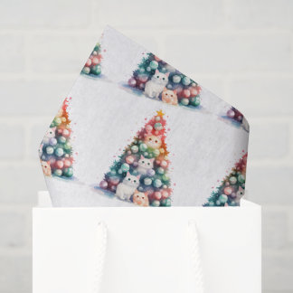 Create Your Own Colorful Xmas Tree Cute Kittens Tissue Paper