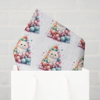 Create Your Own Colorful Xmas Tree White Cat Tissue Paper