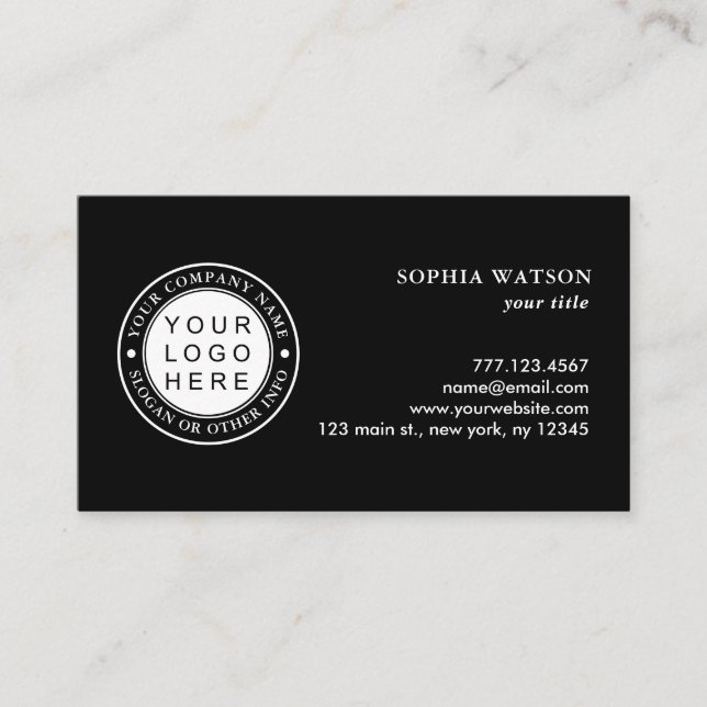Create Your Own Company Logo Black and White Business Card (Front)