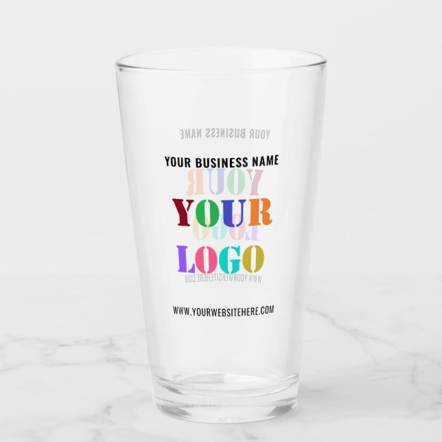 Create Your Own Company Logo Branded Glass Example (Front)