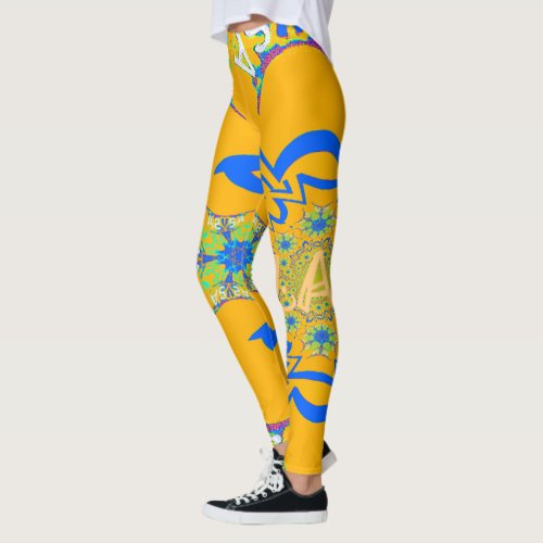 Create your own cool bright Yellow floral design Leggings