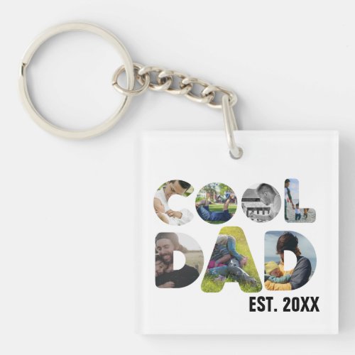 Create your own cool dad 7 letter photo for him keychain