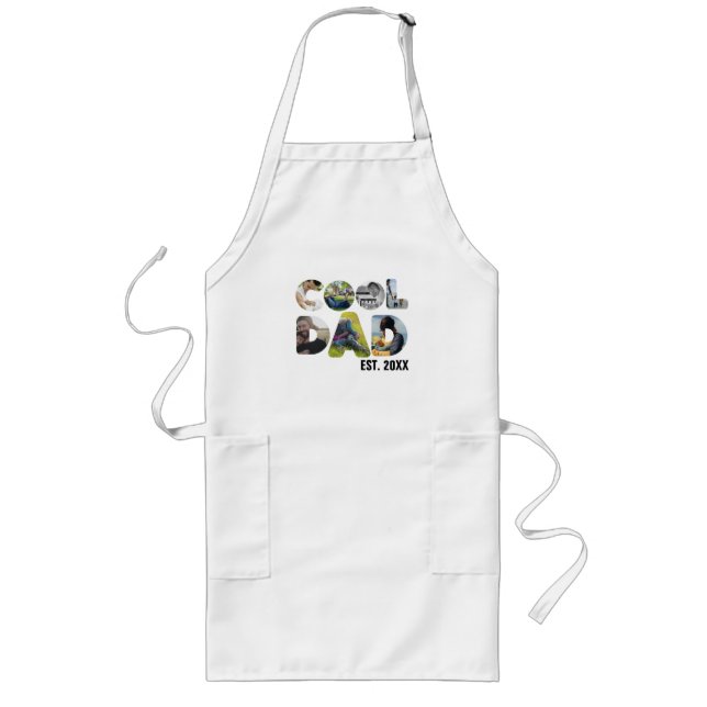 Create your own cool dad 7 letter photo for him long apron (Front)