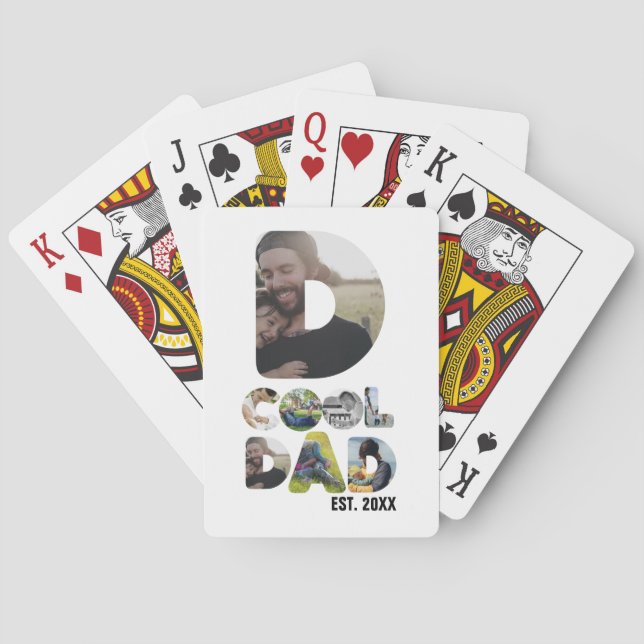 Create your own cool dad 7 letter photo for him poker cards (Back)