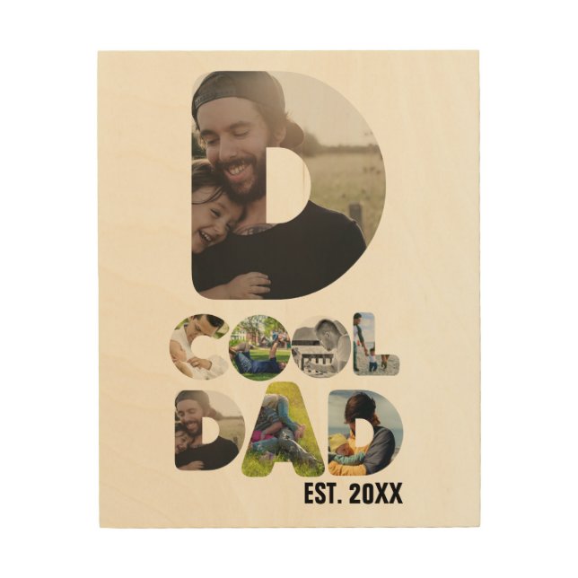Create your own cool dad 7 letter photo for him wood wall art (Front)