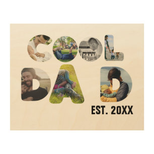 Create your own cool dad 7 letter photo for him wood wall art