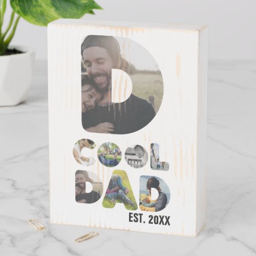 Create your own cool dad 7 letter photo for him wooden box sign