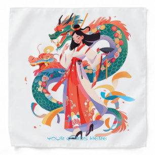 Create Your Own Coral Jade Chinese Dragons Maiden Bandana