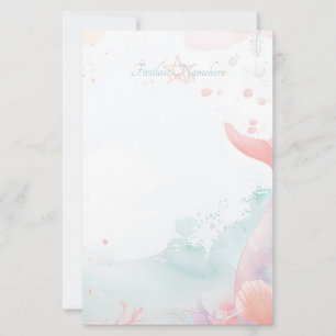 Create Your Own Coral Mermaid Tail Sea Shells Stationery