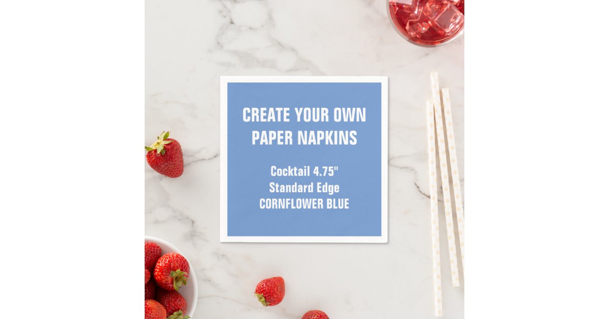 Create Your Own CORNFLOWER BLUE Paper Napkins Zazzle