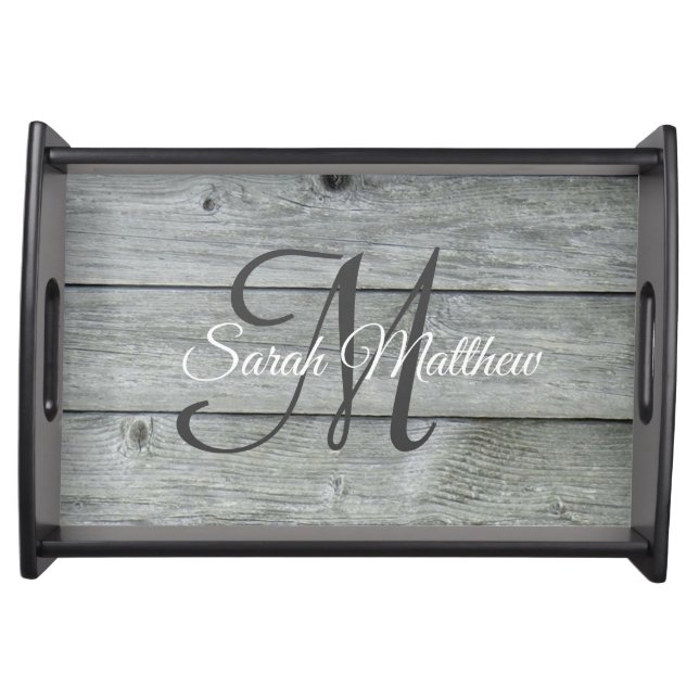 Create your own Country Rustic Barn Monogrammed Serving Tray (Front)