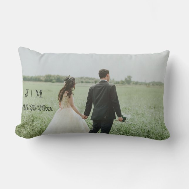 Create Your Own Couple Photo Add Names Pillow (Front)