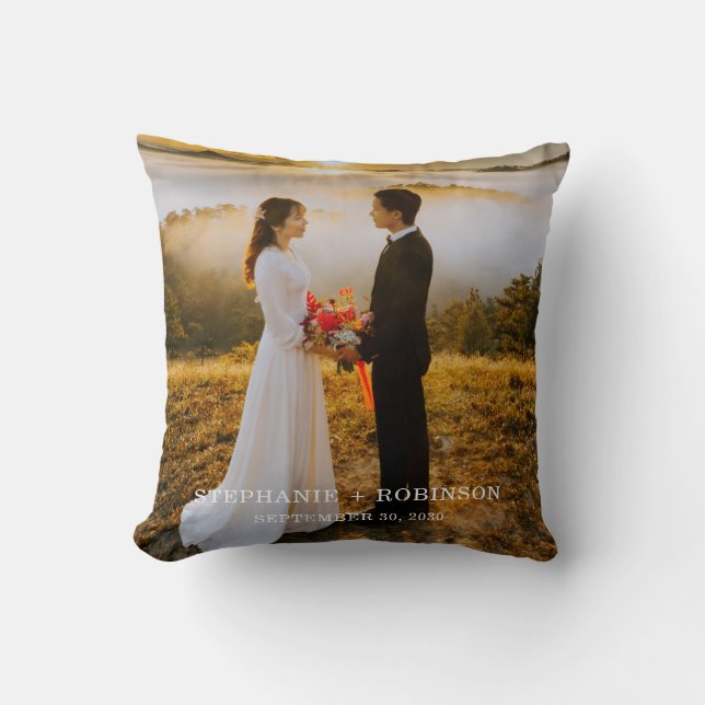 Create Your Own Couple Photo  Add Names Throw Pillow (Front)