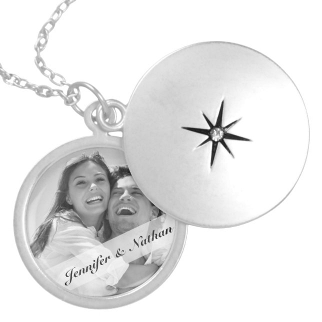 Create Your Own Couples Monogram Photo Locket Necklace (Front)