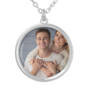 Create Your Own Couples Photo Custom Picture Silver Plated Necklace