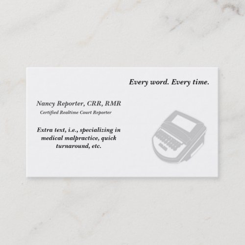 Create Your Own Court Reporter Business Cards