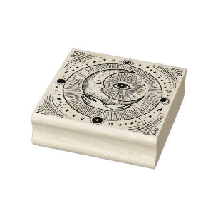 Create Your Own Cradled Crescent Moon Evil Eye Rubber Stamp