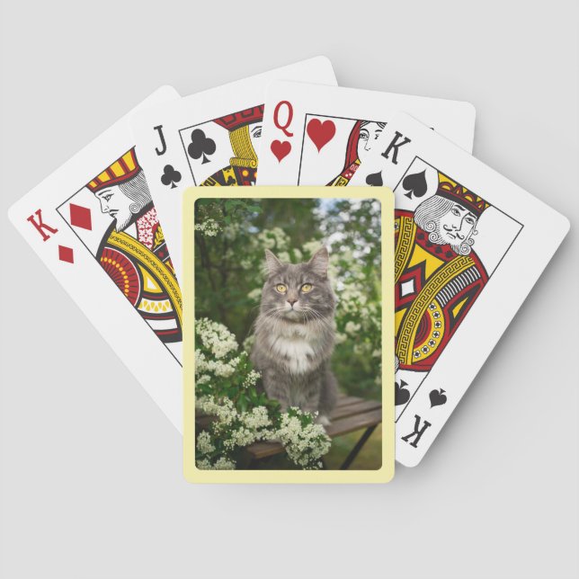 Create Your Own Cream Border Photo Poker Cards (Back)
