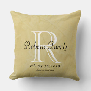 Create Your Own Cream Faux Leather Monogram Throw Pillow