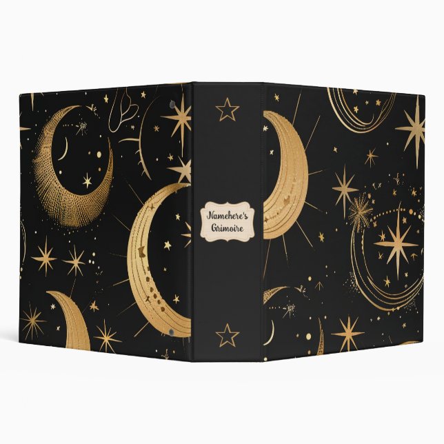 Create Your Own Crescent Moon Celestial 3 Ring Binder (Background)