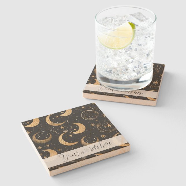 Create Your Own Crescent Moon Celestial Stone Coaster (Side)