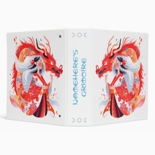 Create Your Own Crimson Chinese Dragon Goddess 3 Ring Binder