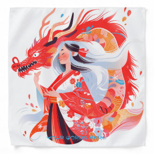 Create Your Own Crimson Chinese Dragon Goddess Bandana