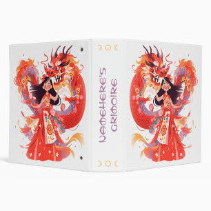 Create Your Own Crimson Chinese Dragon Maiden 3 Ring Binder