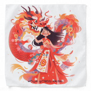 Create Your Own Crimson Chinese Dragon Maiden Bandana