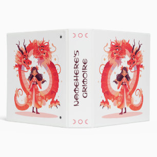 Create Your Own Crimson Chinese Dragons Maiden 3 Ring Binder