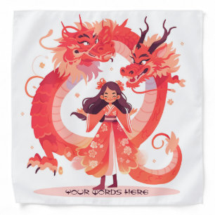Create Your Own Crimson Chinese Dragons Maiden Bandana