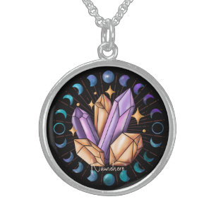 Create Your Own Crystals & Moon Phases Sterling Silver Necklace