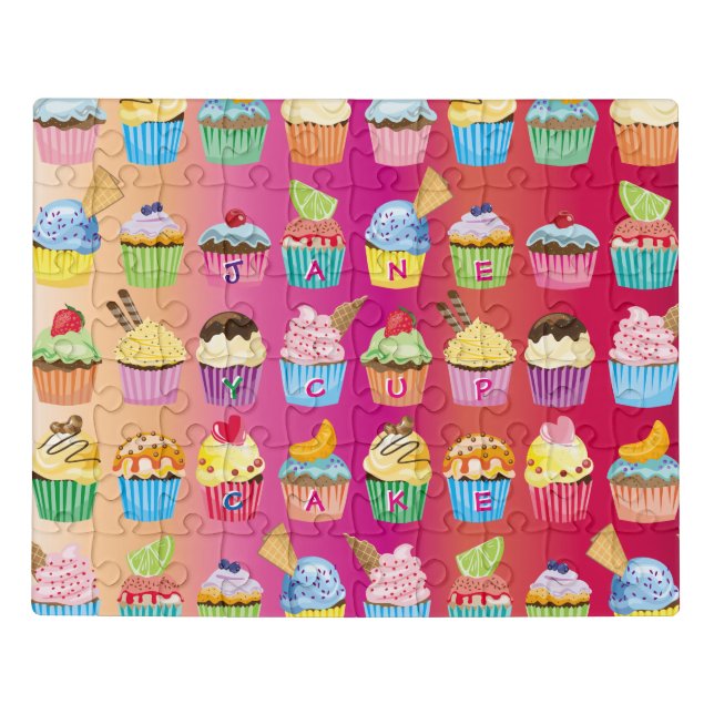 Create Your Own Cupcake Monogram Delicious Treats Jigsaw Puzzle (Puzzle Horizontal)