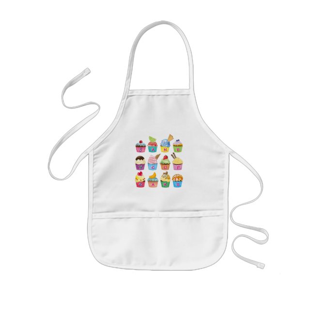 Create Your Own Cupcake Monogram Delicious Treats Kids' Apron (Front)