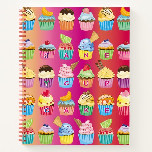 Create Your Own Cupcake Monogram Delicious Treats Notebook