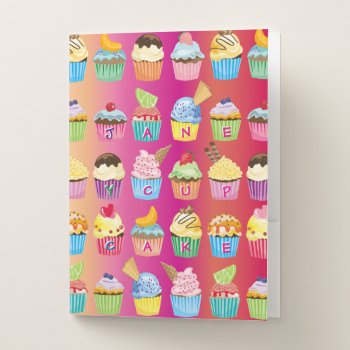 Create Your Own Cupcake Monogram Delicious Treats Pocket Folder by BCMonogramMe at Zazzle