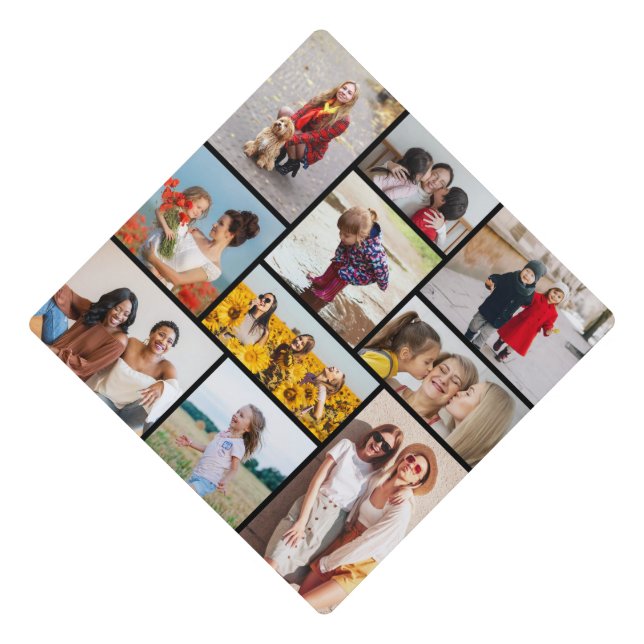 Create Your Own Custom 10 Photo Collage  Graduation Cap Topper (Front)