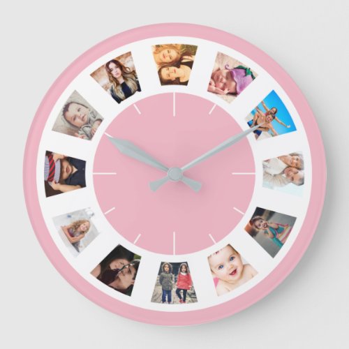 Create Your Own Custom 12 Photo Collage Baby Girl Large Clock