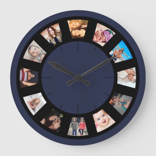 Create Your Own Custom 12 Photo Collage Decor Large Clock