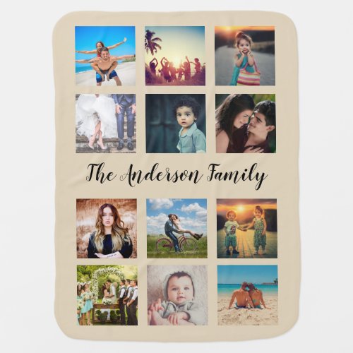 Create Your Own Custom 12 Photo Collage Family Baby Blanket