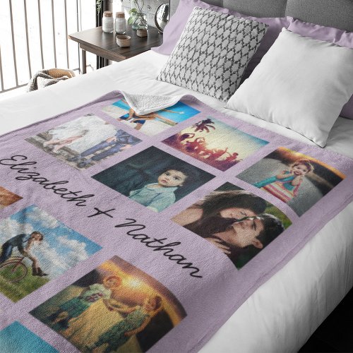 Create Your Own Custom 12 Photo Collage Family Fleece Blanket