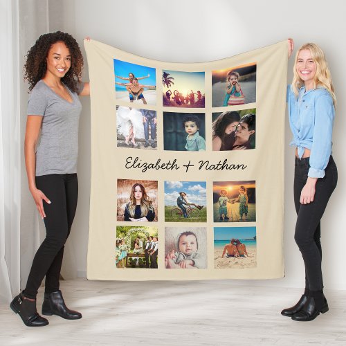 Create Your Own Custom 12 Photo Collage Family Fleece Blanket