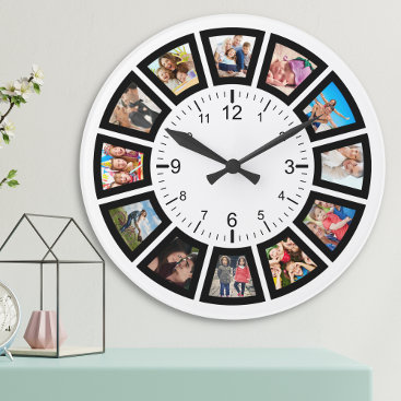 Create Your Own Custom 12 Photo Collage Family Large Clock