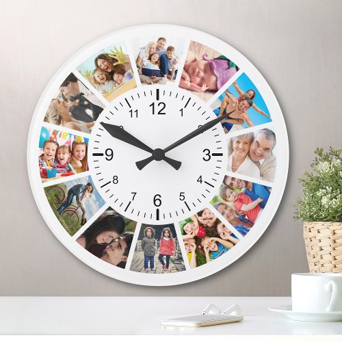 Create Your Own Custom 12 Photo Collage Family Large Clock